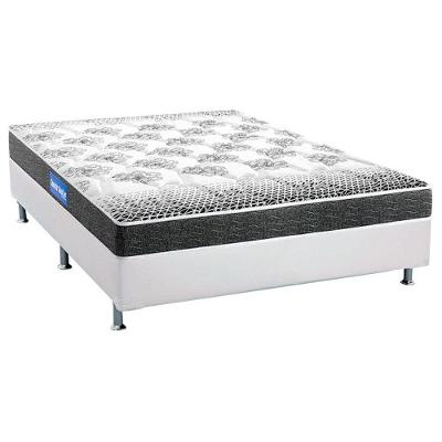Cama Box Casal: Colchão Espuma Probel Guarda Costas Black + Base CRC Courano White(138x188)