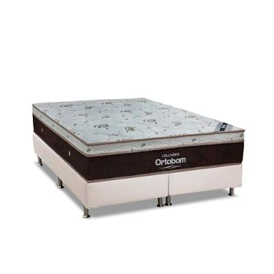 Cama Box King: Colchão Molas SuperPocket Ensacadas Ortobom  Sleep King +  Box Suede White(193x203)