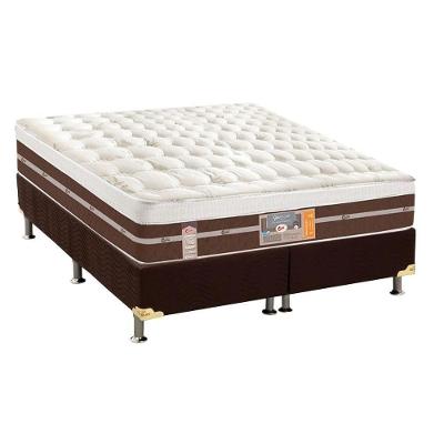Cama Box King: Colchão Molas Ensacadas Castor Pocket Silver Star Air Híbrido + Base Brown(193X203)