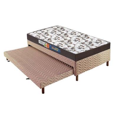 Cama Box C/Auxiliar Solteiro: Colchão Anatômico Polar D28/Ep Orthoface + Base Rústico Bege(88X188)