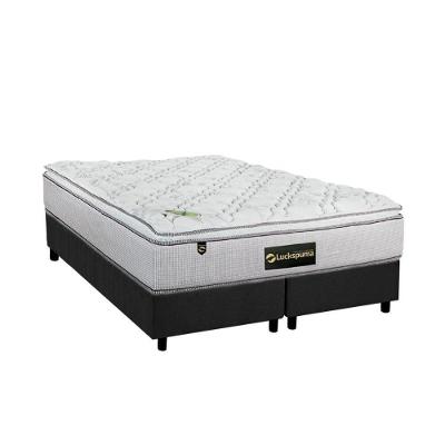 Cama Box King: Colchão Molas Bonnel Luckspuma Trade + Base Crc Suede Gray(193X203)