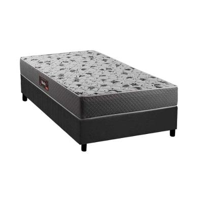Cama Box Solteiro: Colchão Anatômico Herval D28/AG65 Black + Base CRC Suede Gray(88x188)
