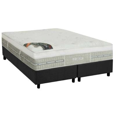 Cama Box Queen: Colchão Molas Pocket Ensacadas Castor  Eurotop Summer &amp; Winter + Base CRC Suede Gray(158x198)