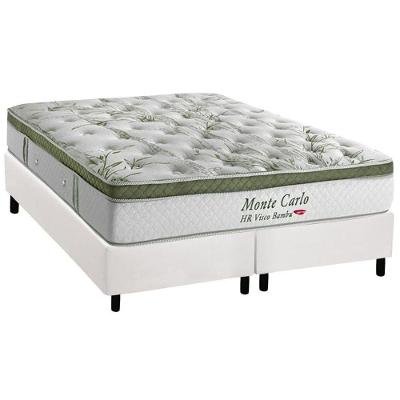 Cama Box Queen: Colchão Molas MasterPocket Ensacadas Herval   Monte Carlo HR Visco + Base CRC Courano Branco(158x198)