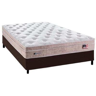 Cama Box Casal: Colchão Molas MasterPocket Ensacadas Plumatex   Miami + Base CRC Courano Marrom(138x188)