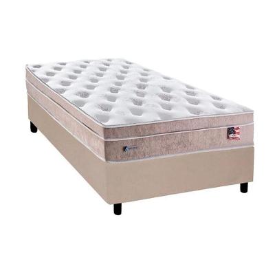 Cama Box Solteiro: Colchão Molas Ensacadas Plumatex MasterPocket Miami + Base CRC Suede Clean(88x188)