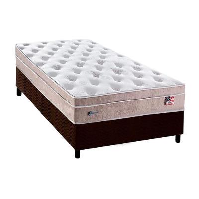 Cama Box Solteiro: Colchão Molas Ensacadas Plumatex MasterPocket Miami + Base CRC Suede Brown(88x188)