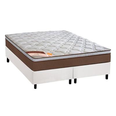 Cama Box Queen: Colchão Molas Pocket Ensacadas Castor  Revolution + Base CRC Courano Branco(158x198)
