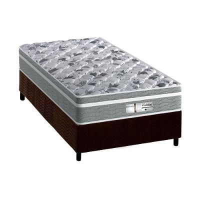 Cama Box Solteiro: Colchão Molas Probel MasterPocket Ensacadas Evolution + Base CRC Suede Brown(88x188)