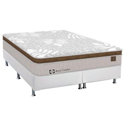 Cama Box Queen: Colchão Molas Sealy Posturepedic Doux Confort + Base Courano Branco(158x198)