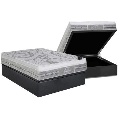 Cama Box Baú Casal: Colchão Molas Pocket Ensacadas Castor  Gold Star SLX + Base CRC Suede Gray(138x188)