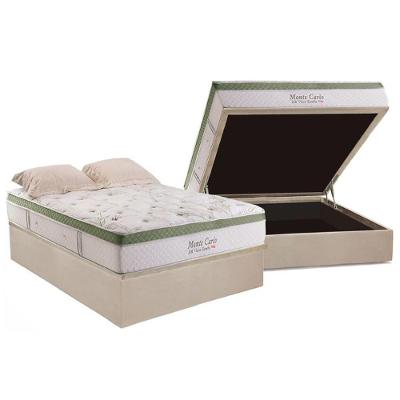 Cama Box Baú Casal: Colchão Molas Herval MasterPocket Ensacadas Monte Carlo HR Visco + Base CRC Suede Clean(138x188)