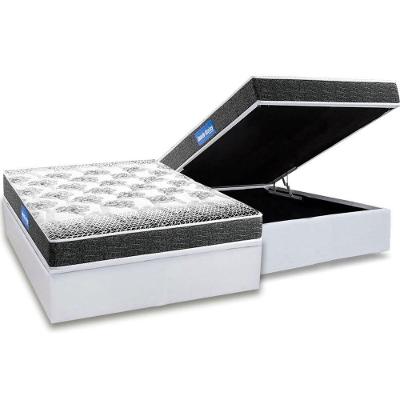 Cama Box Baú Casal: Colchão Espuma Probel D20 Guarda Costas Resistente Black + Base CRC Courano White(138x188)