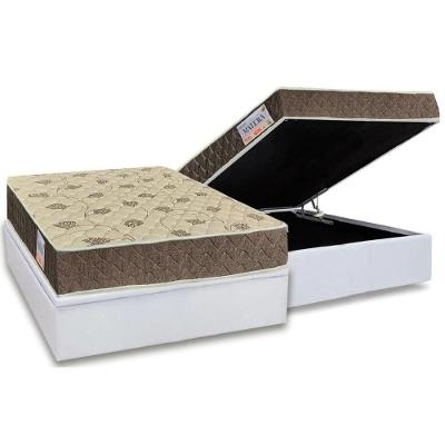 Cama Box Baú Casal: Colchão Espuma D33 Orthoflex / Ep Matera + Base Crc Courano White(138X188)