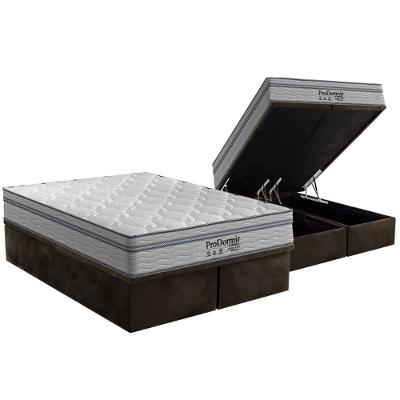 Cama Box Baú King: Colchão Molas Ensacadas Probel Prodormir Springs Luxo + Base Brown(193X203)