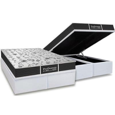 Cama Box Baú Queen: Colchão Molas Probel Prolastic ProDormir Sleep + Base CRC Courano White(158x198)