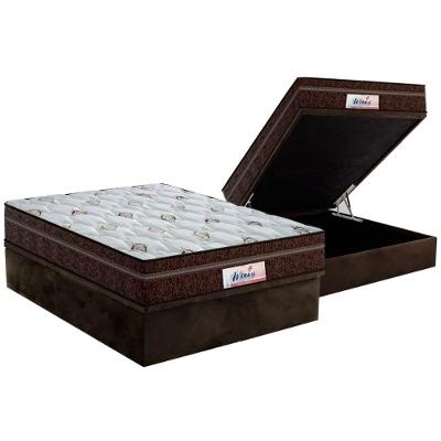 Cama Box Baú Casal: Colchão Molas Probel MasterPocket Ensacadas ProDormir Miami + Base CRC Suede Brown(138x188)
