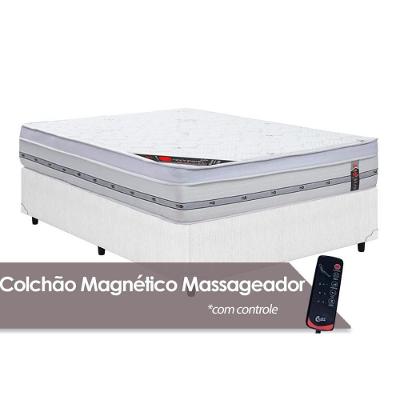 Cama Box Casal: Colchão c/Vibro Massagem Castor Pocket Gold Star Niponpedic Magnético + Base CRC Courano White(138x188)