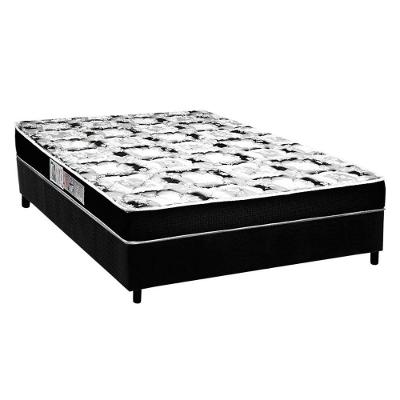 Cama Box Casal: Colchão Espuma Luckspuma D28 Celebrity Pro + Base CRC Suede Black(138x188)