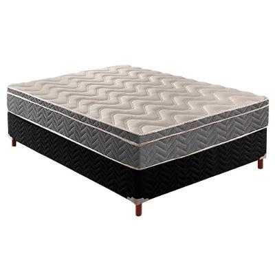 Cama Box Casal: Colchão Espuma Paropas D45/EP Confort Mega Firme + Base CRC Suede Black(138x188)