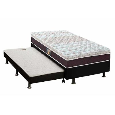 Cama Box c/Auxiliar Solteiro: Colchão  Castor Pocket Class Híbrido + Base CRC Courano Black(88x188)