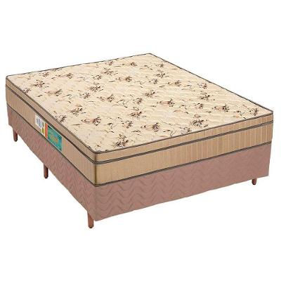 Cama Box Casal: Colchão Espuma Polar D45 Pérola Fort + Base CRC Rústico Clean(138x188)