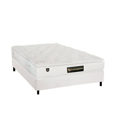 Cama Box Casal: Colchão Molas Ensacadas Luckspuma MasterPocket Lucksfaction Plus + Base CRC Courano White(138x188)