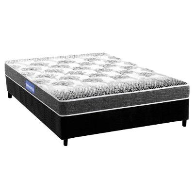 Cama Box Casal: Colchão Espuma Probel Guarda Costas Resistente + Base CRC Suede Black(138x188)