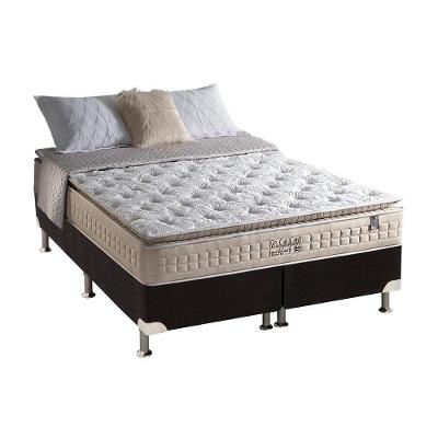 Cama Box Queen: Colchão Molas Ensacadas Anjos MasterPocket Confortable + Base CRC Suede Black(158x198)