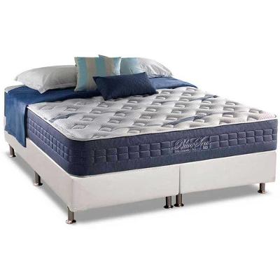 Cama Box Queen: Colchão Molas Ensacadas Anjos MasterPocket Blue Sea + Base CRC Courano White(158x198)