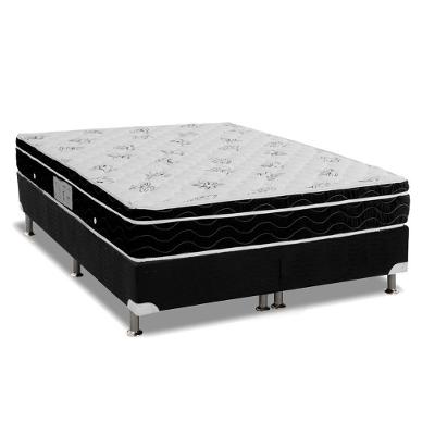 Cama Box Queen: Colchão Molas Bonnel Ortobom Nanolastic Physical Spring + Base CRC Suede Black(158x198)