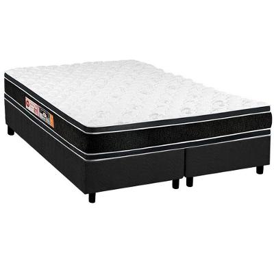 Cama Box King: Colchão Espuma D33 Castor Black E White + Base Crc Suede Gray(193X203)