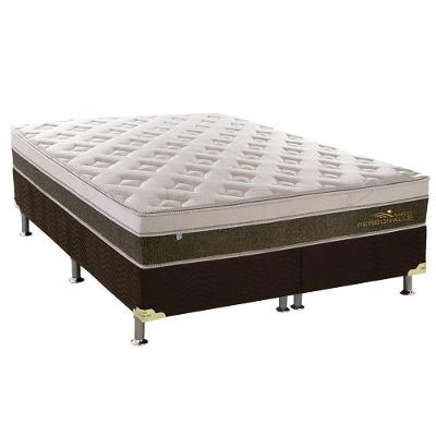 Cama Box Queen: Colchão Molas MasterPocket Ensacadas Plumatex   Personalle + Base CRC Suede Marrom(158x198)
