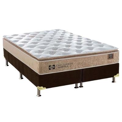 Cama Box Queen: Colchão Molas Sealy Posturepedic Doux Confort + Base Suede Marrom(158x198)