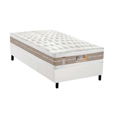 Cama Box Solteiro: Colchão Molas Castor Pocket Silver Star Air Double Face + Base CRC Courano White(88x188)