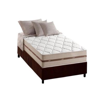 Cama Box Solteiro: Colchão Molas Anjos MasterPocket Ensacadas Classic + Base CRC Suede Brown(88x188)