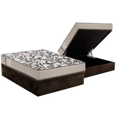 Cama Box Baú Casal: Colchão Espuma Ortobom D26 Physical Ultra Resistente + Base Brown(138X188)