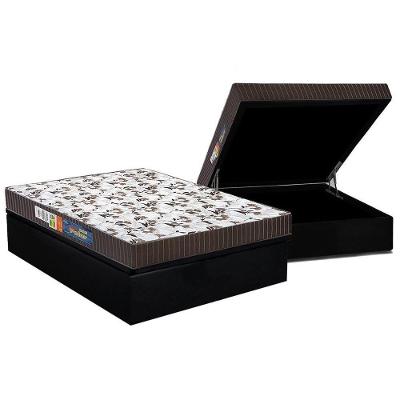 Cama Box Baú Casal: Colchão Espuma Polar D45 Pérola + Base CRC Suede Black(138x188)