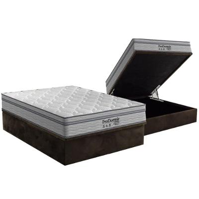 Cama Box Baú Casal: Colchão Molas Ensacadas Probel MasterPocket ProDormir Springs Luxo + Base CRC Suede Brown(138x188)