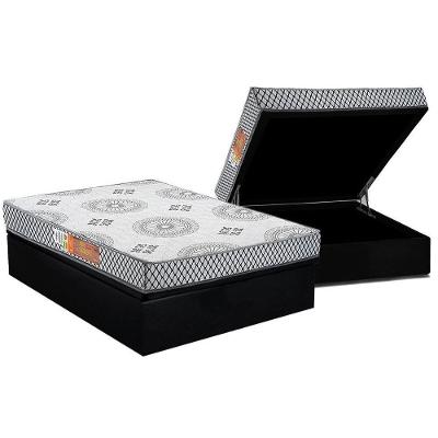 Cama Box Baú Casal: Colchão Espuma Polar D28 Pérola + Base CRC Suede Black(138x188)