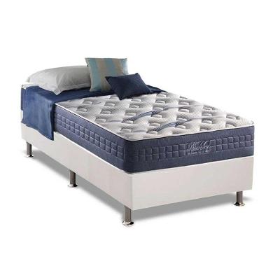 Cama Box Box Solteiro: Colchão Molas Ensacadas Anjos MasterPocket Blue Sea + Base CRC Courano White(96x203)