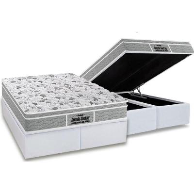 Cama Box Baú Queen: Colchão Ortopédico Probel D45 / EP Guarda Costas PróExtreme Plus + Base CRC Courano White(158x198)