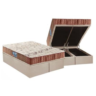Cama Box Baú Queen: Colchão Espuma Anjos D28 Confort + Base CRC Suede Clean(158x198)