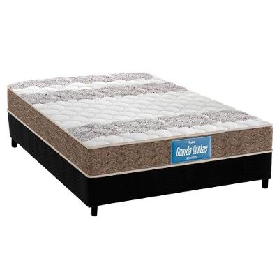Cama Box Casal: Colchão Espuma Probel D33/EP Guarda Costas Próintense Double Face + Base CRC Suede Black(138x188)