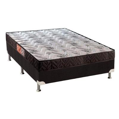 Cama Box Casal: Colchão Espuma Paropas D23 Pasquale + Base Unviersal Suede Black CRC(138x188)