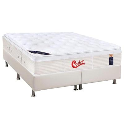 Cama Box King: Colchão Molas Castor Pocket Gold Star Vitagel + Base Crc Courano Branco(193X203)