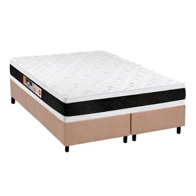 Cama Box King: Colchão Espuma Castor D45 Black e White Double Face + Base CRC Suede Clean(193x203)