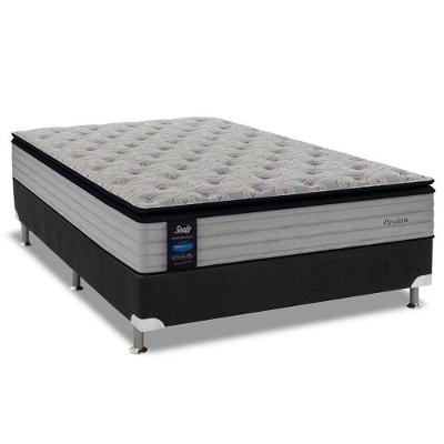 Cama Box Casal: Colchão Molas Sealy Posturepedic Passion + Base CRC Suede Black(138x188)