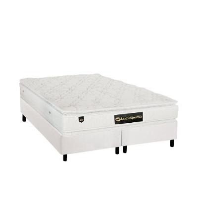Cama Box Queen: Colchão Molas Ensacadas Luckspuma MasterPocket Lucksfaction Plus + Base CRC Courano White(158x198)