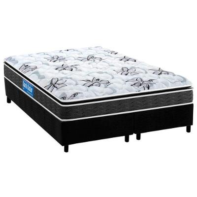 Cama Box Queen: Colchão Espuma Probel D28 Guarda Costas Premium Multi Firme + Base CRC Suede Black(158x198)